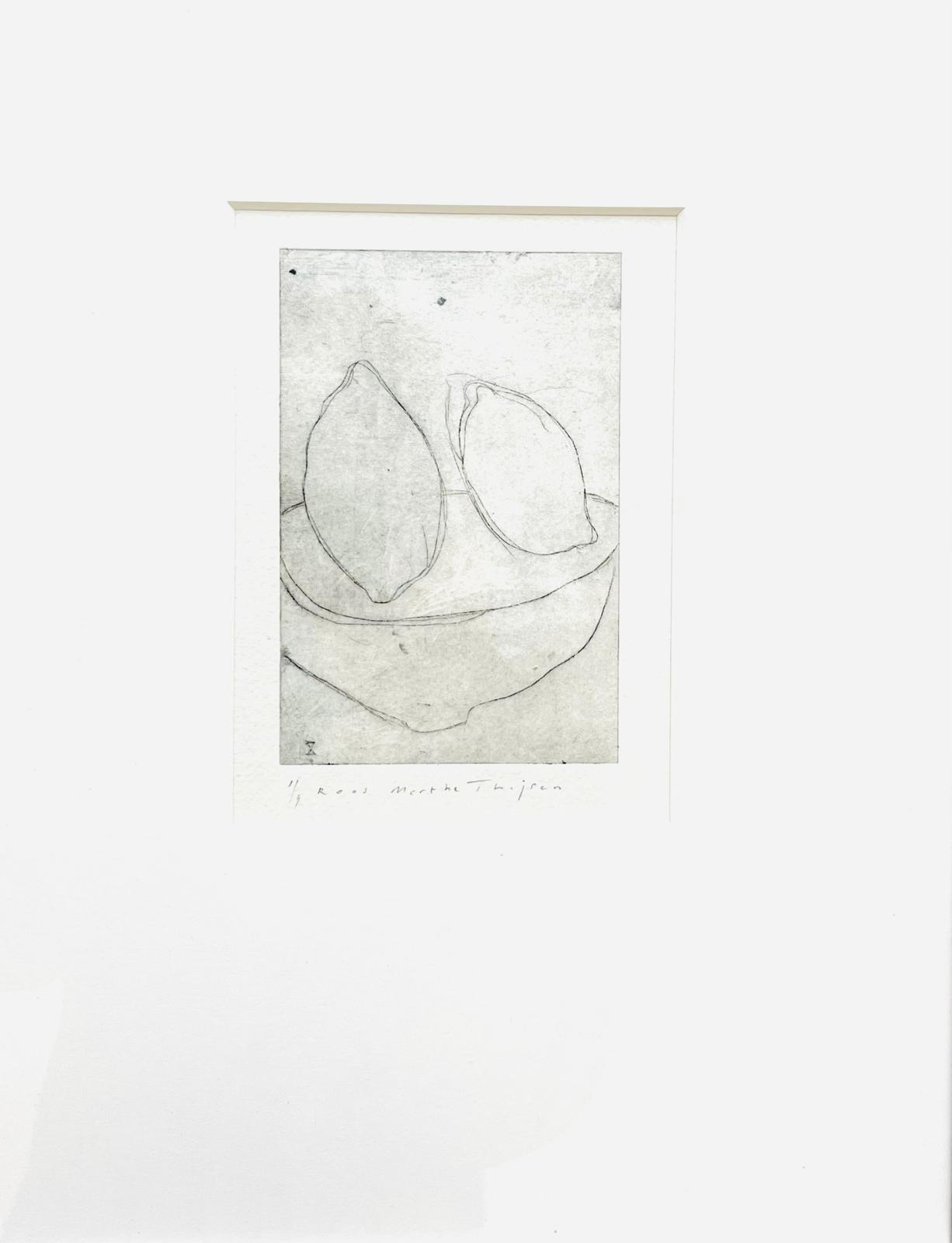 Two Lemons in a bowl - Etch
